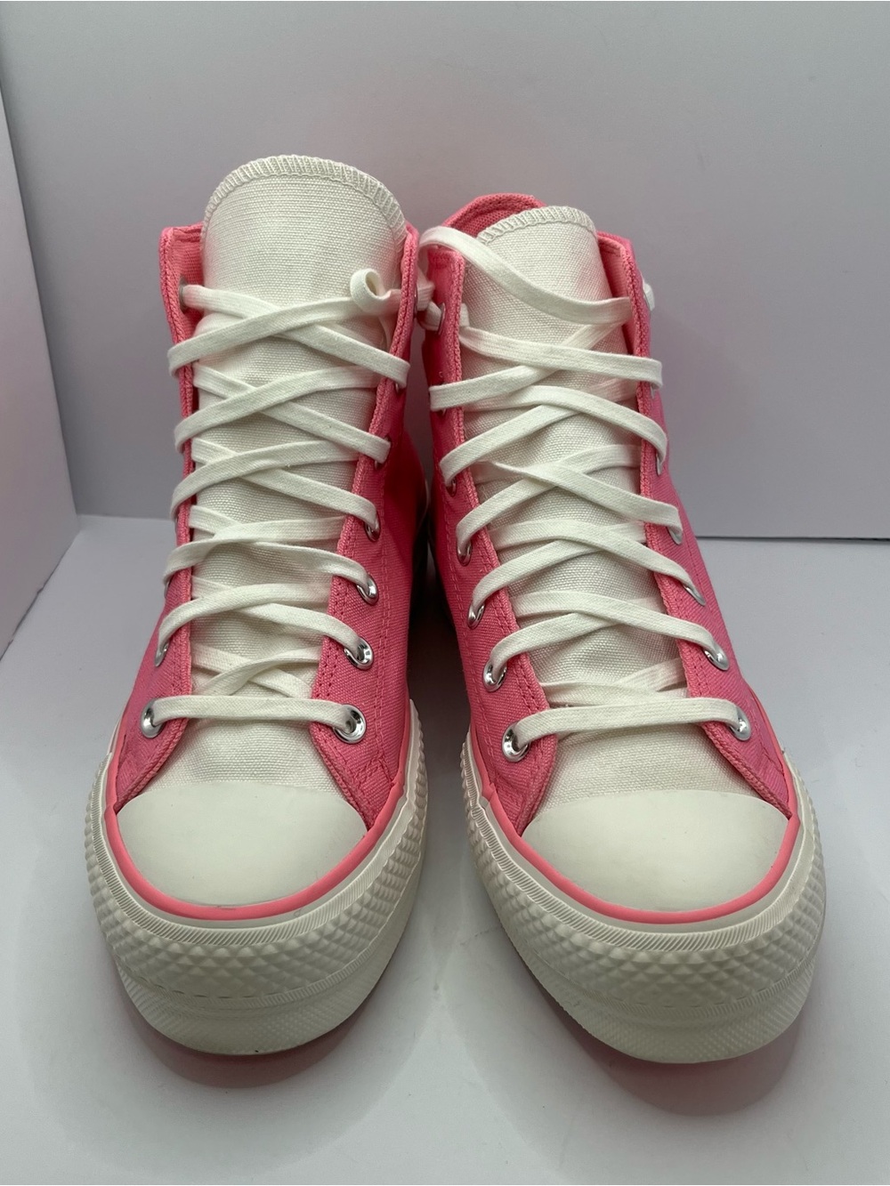Converse Chuck Taylor Lift Platform Retro Varsity “Oops” Pink Canvas Sneaker - Picture 2 of 8